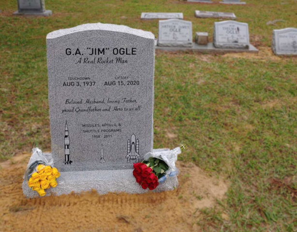Headstone embedded for G.A. "Jim" Ogle